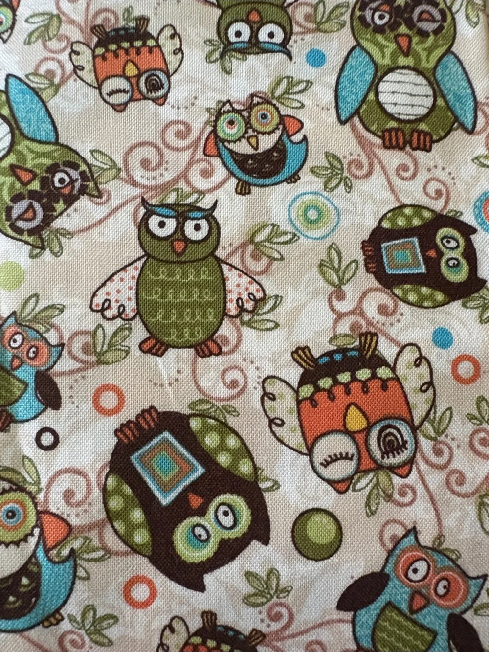 Adornit 'All Owls' Printed Cotton 1/2 yard cut - Multi Color Owls on Cream